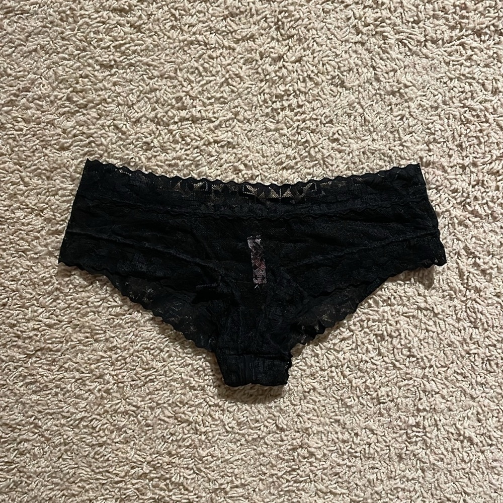 NEW PINK Victoria’s Secret Black Lace Low Rise Cheekster Panty